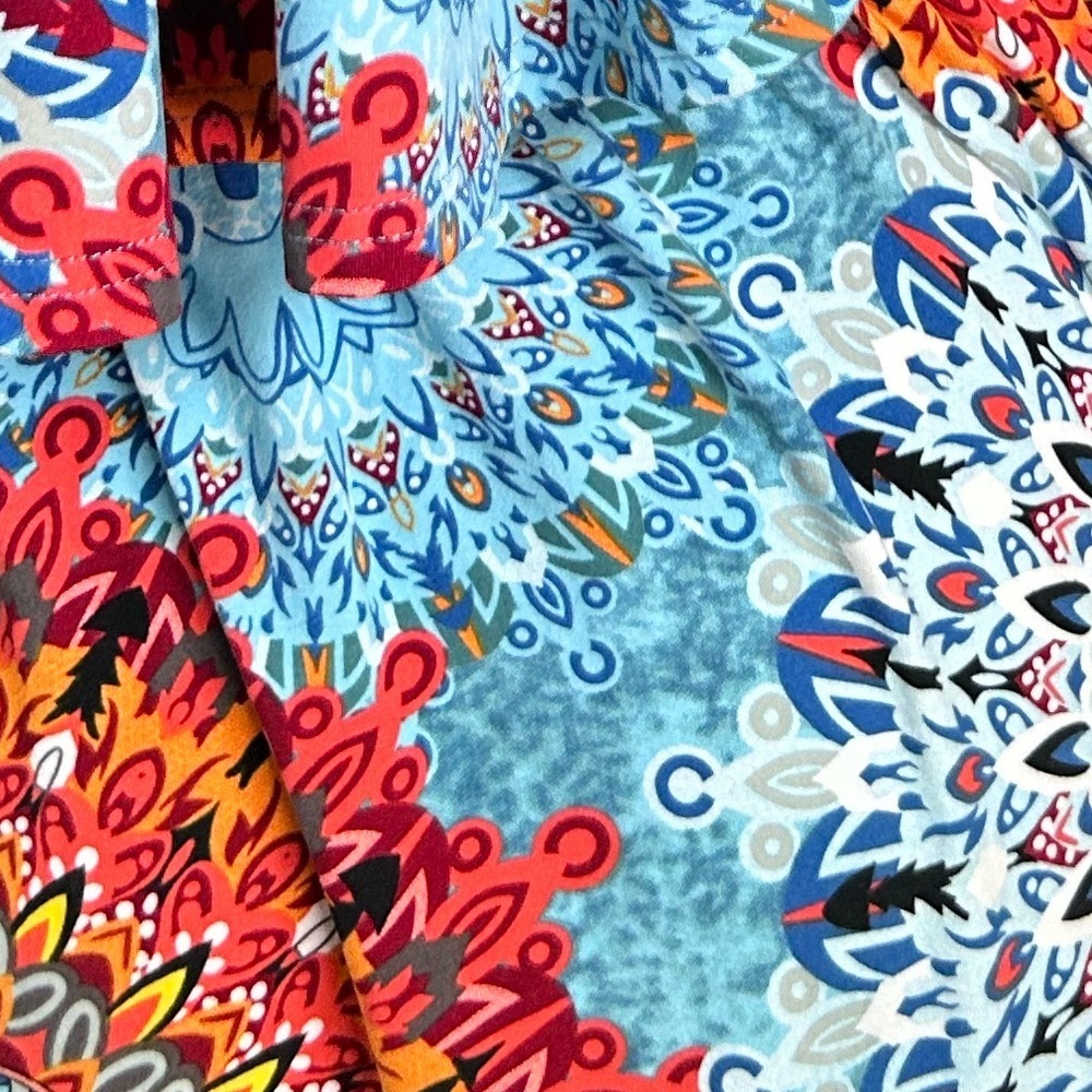 Verabendi Boho Mandala Maxi Dress Off Shoulder Blue Orange Size M - Picture 12 of 13